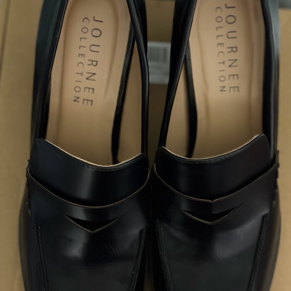 Black Block Heel Loafers - Picture 5 of 6